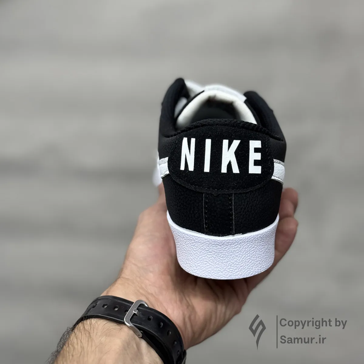 گالری تصاویر کتونی نایک بلیزر جامبو مشکی سفید ساق کوتاه